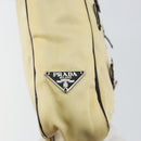 PRADA Hand Bag Nylon Leather Beige Silver Auth BA7765-17