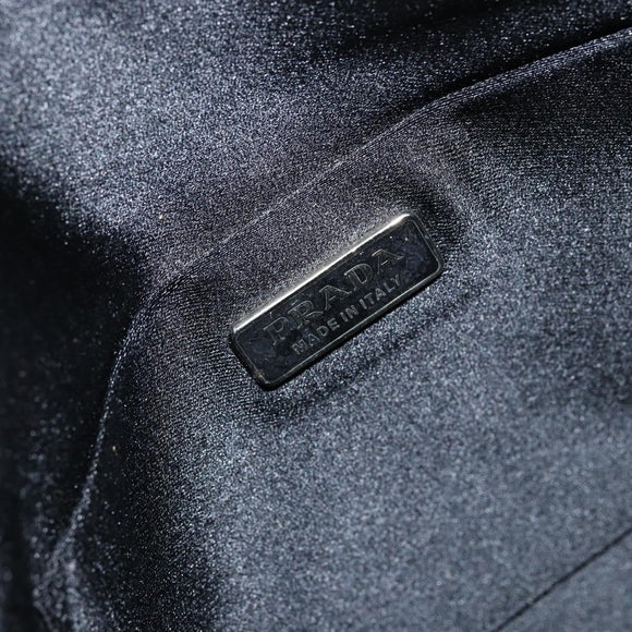 PRADA Hand Bag Nylon Leather Beige Silver Auth BA7765