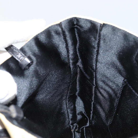 PRADA Hand Bag Nylon Leather Beige Silver Auth BA7765