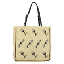 PRADA Hand Bag Nylon Leather Beige Silver Auth BA7765-13