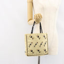 PRADA Hand Bag Nylon Leather Beige Silver Auth BA7765-21