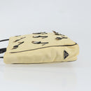 PRADA Hand Bag Nylon Leather Beige Silver Auth BA7765-4