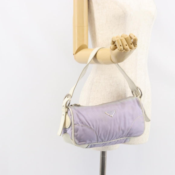 PRADA Shoulder Bag Nylon Purple Silver Auth BA7767