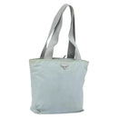 PRADA Tote Bag Nylon Light Blue Silver Auth BA7768-1