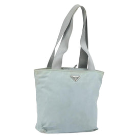 PRADA Tote Bag Nylon Light Blue Silver Auth BA7768
