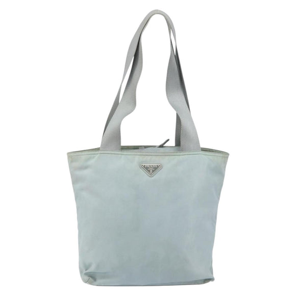 PRADA Tote Bag Nylon Light Blue Silver Auth BA7768