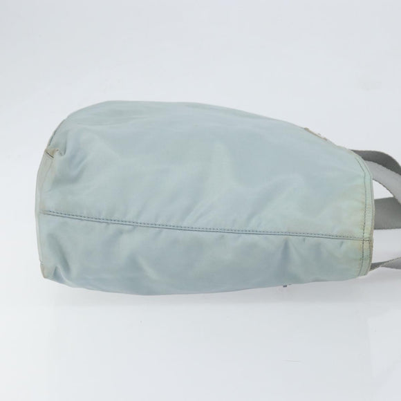 PRADA Tote Bag Nylon Light Blue Silver Auth BA7768