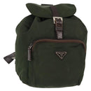 PRADA Backpack Nylon Khaki Silver Auth BA7769-1