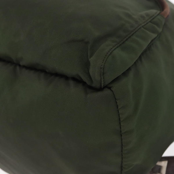 PRADA Backpack Nylon Khaki Silver Auth BA7769