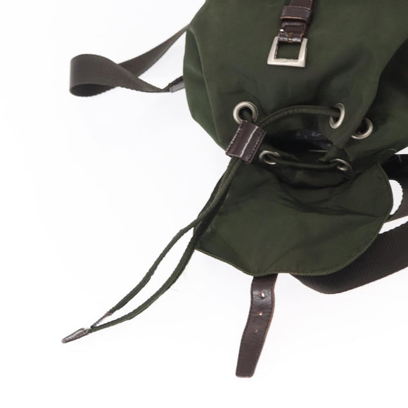 PRADA Backpack Nylon Khaki Silver Auth BA7769