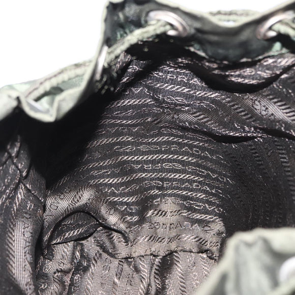 PRADA Backpack Nylon Khaki Silver Auth BA7769