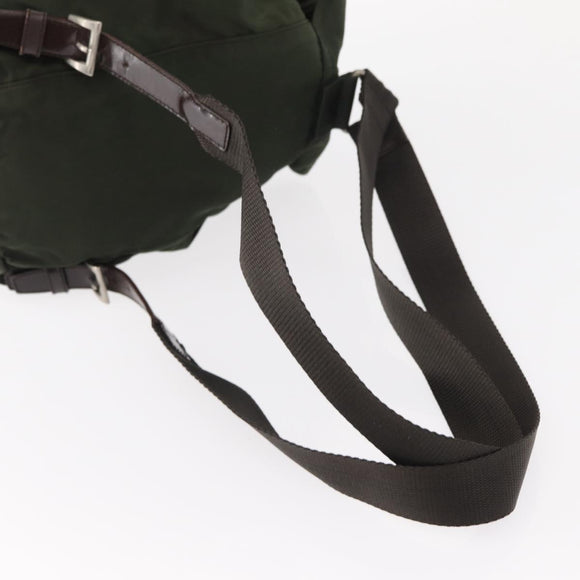 PRADA Backpack Nylon Khaki Silver Auth BA7769