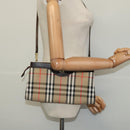 Burberrys Nova Check Shoulder Bag Canvas Beige Gold Auth BA777-22