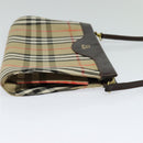 Burberrys Nova Check Shoulder Bag Canvas Beige Gold Auth BA777-4