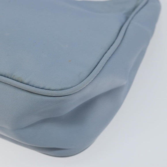 PRADA Hand Bag Nylon Light Blue Silver Auth BA7770