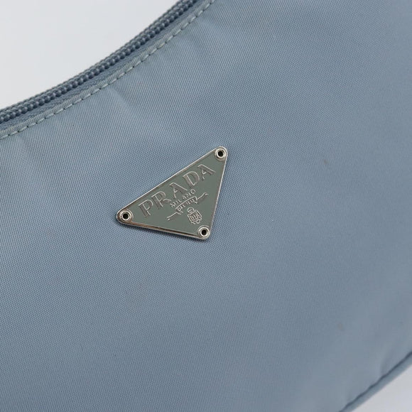PRADA Hand Bag Nylon Light Blue Silver Auth BA7770
