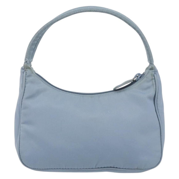 PRADA Hand Bag Nylon Light Blue Silver Auth BA7770