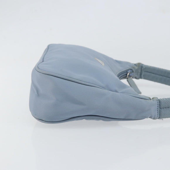 PRADA Hand Bag Nylon Light Blue Silver Auth BA7770