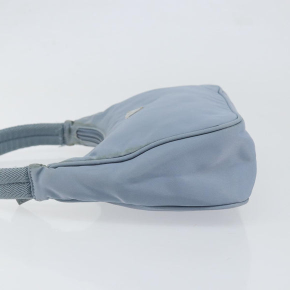 PRADA Hand Bag Nylon Light Blue Silver Auth BA7770