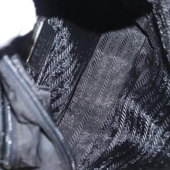 PRADA Hand Bag Nylon Black Silver Auth BA7771