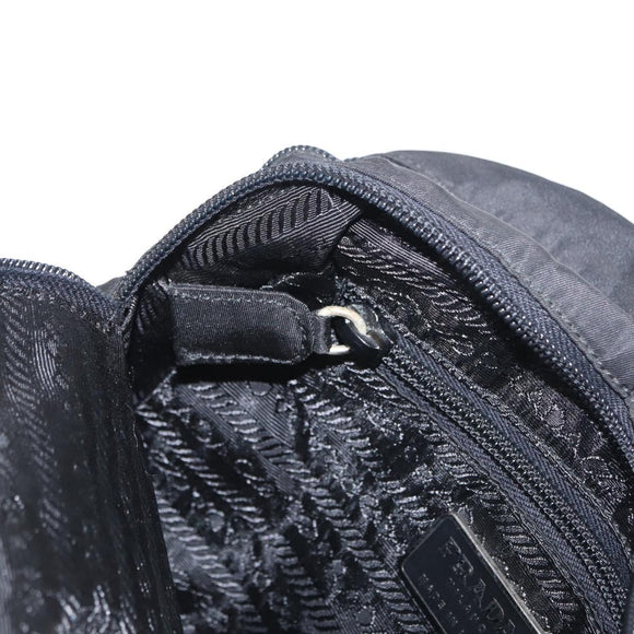 PRADA Hand Bag Nylon Black Silver Auth BA7771