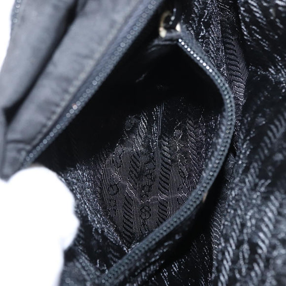 PRADA Hand Bag Nylon Black Silver Auth BA7771