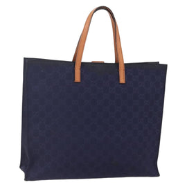 GUCCI GG Canvas Tote Bag Nylon Navy 355732 Auth BA7774