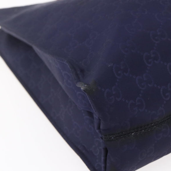 GUCCI GG Canvas Tote Bag Nylon Navy 355732 Auth BA7774