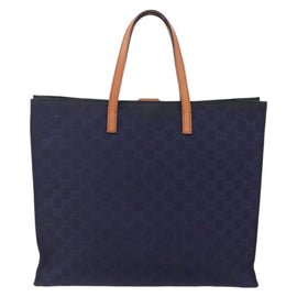 GUCCI GG Canvas Tote Bag Nylon Navy 355732 Auth BA7774 - 0
