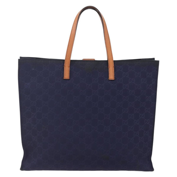 GUCCI GG Canvas Tote Bag Nylon Navy 355732 Auth BA7774