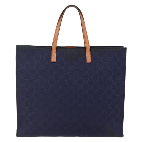 GUCCI GG Canvas Tote Bag Nylon Navy 355732 Auth BA7774