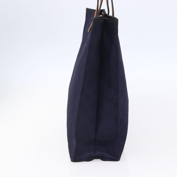 GUCCI GG Canvas Tote Bag Nylon Navy 355732 Auth BA7774