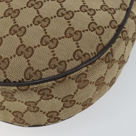 GUCCI GG Canvas Shoulder Bag Beige Silver 122790 Auth BA7775