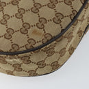 GUCCI GG Canvas Shoulder Bag Beige Silver 122790 Auth BA7775-11