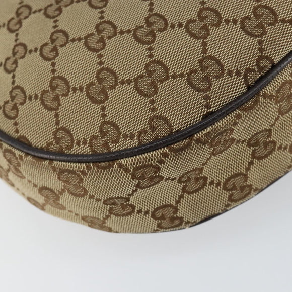 GUCCI GG Canvas Shoulder Bag Beige Silver 122790 Auth BA7775