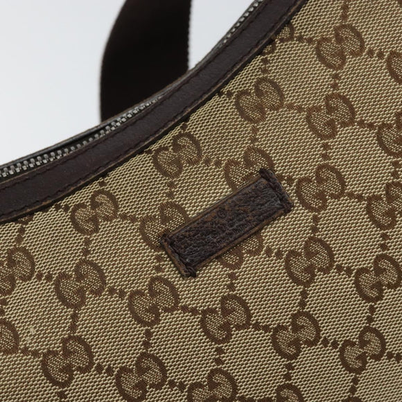 GUCCI GG Canvas Shoulder Bag Beige Silver 122790 Auth BA7775