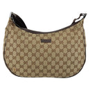 GUCCI GG Canvas Shoulder Bag Beige Silver 122790 Auth BA7775-2