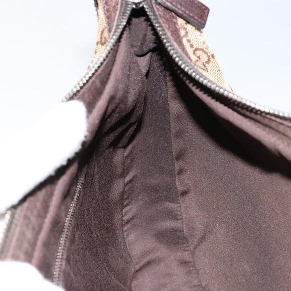 GUCCI GG Canvas Shoulder Bag Beige Silver 122790 Auth BA7775