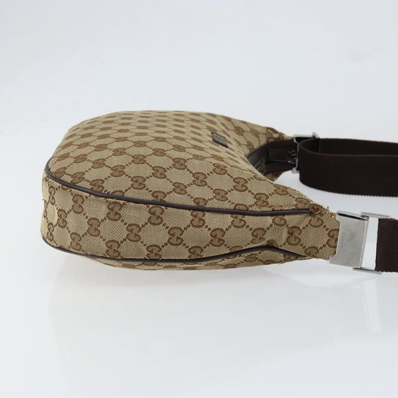 GUCCI GG Canvas Shoulder Bag Beige Silver 122790 Auth BA7775