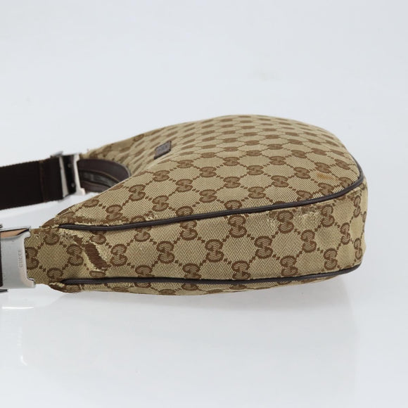 GUCCI GG Canvas Shoulder Bag Beige Silver 122790 Auth BA7775