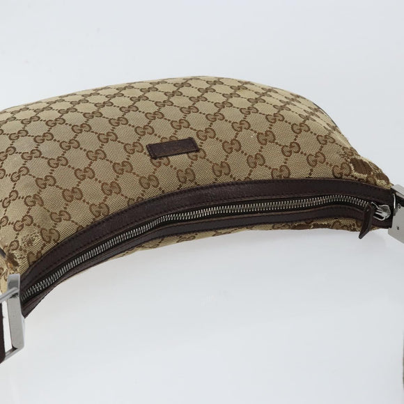 GUCCI GG Canvas Shoulder Bag Beige Silver 122790 Auth BA7775