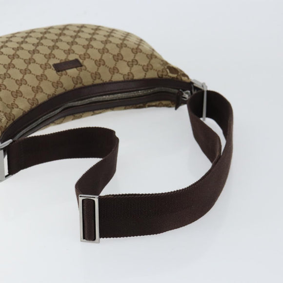GUCCI GG Canvas Shoulder Bag Beige Silver 122790 Auth BA7775
