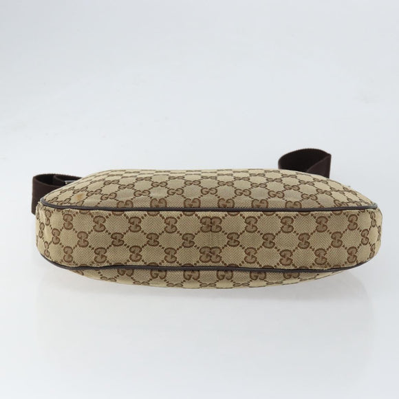 GUCCI GG Canvas Shoulder Bag Beige Silver 122790 Auth BA7775