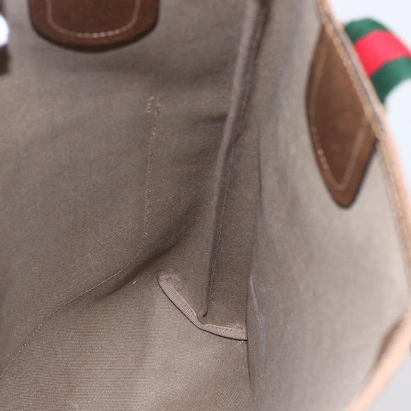 GUCCI GG Supreme Web Sherry Line Tote Bag PVC Beige Red 378 02 003 Auth BA7777