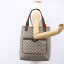 GUCCI GG Supreme Web Sherry Line Tote Bag PVC Beige Red 378 02 003 Auth BA7777-21