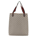 GUCCI GG Supreme Web Sherry Line Tote Bag PVC Beige Red 378 02 003 Auth BA7777-2