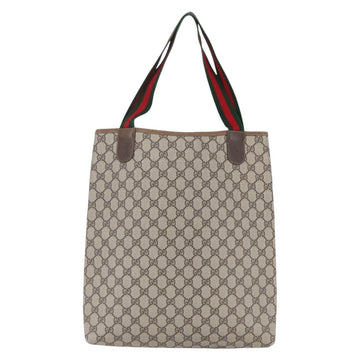 GUCCI GG Supreme Web Sherry Line Tote Bag PVC Beige Red 378 02 003 Auth BA7777 - 0