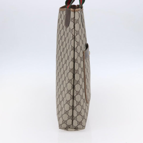 GUCCI GG Supreme Web Sherry Line Tote Bag PVC Beige Red 378 02 003 Auth BA7777