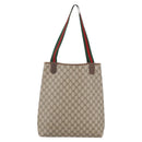 GUCCI GG Supreme Web Sherry Line Tote Bag PVC Beige Red 378 02 003 Auth BA7779-2