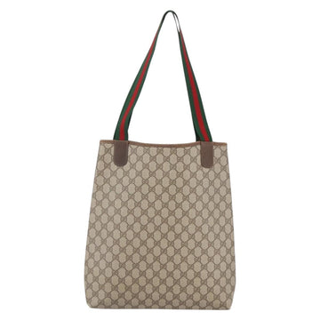 GUCCI GG Supreme Web Sherry Line Tote Bag PVC Beige Red 378 02 003 Auth BA7779 - 0